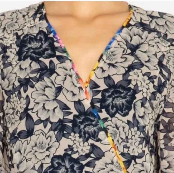 Johnny Was Micha Mixed Floral Print Wrap Dress Size L - Picture 5 of 10